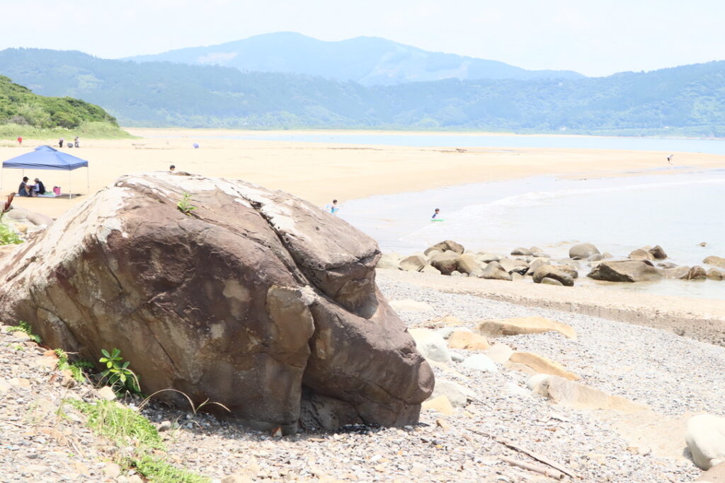 幸島を見守る猿岩横からの写真